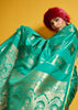 Aqua Green Woven Banarasi Satin Silk Saree