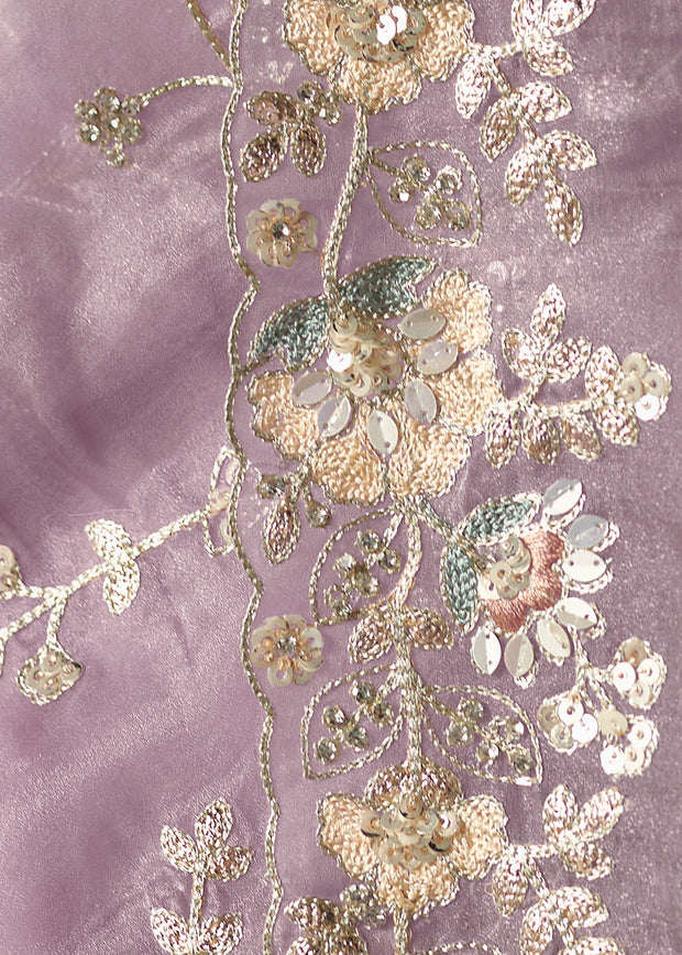 Blazing Lavender Embroidered Designer Saree