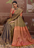 Olive Green Woven Tussar Silk Saree