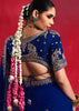 Royal Blue Embroidered Soft Silk Saree With Contrast Blouse