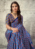Indigo Blue Printed Satin Silk Saree