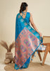 Deep Aqua Blue Woven Bronze Zari Paithani Silk Saree