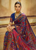 Navy Blue Woven Cotton Kashmiri Jamewar Saree