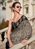 Beige And Black Printed Cotton Silk Saree