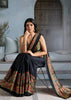 Jet Black Printed Satin Silk Saree