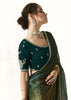 Hunter Green Designer Organza Tissue Silk Saree