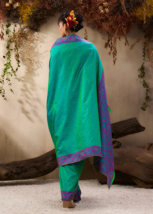 Peacock Green Woven Kanjivaram Silk Saree