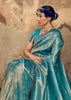 Firozi Blue Woven Kanjivaram Silk Saree
