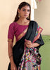 Jet Black kalamkari Printed Cotton Silk Saree