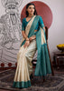 Blue Border Ivory Woven Banarasi Silk Saree