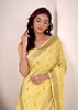 Lemon Yellow Woven Linen Silk Saree