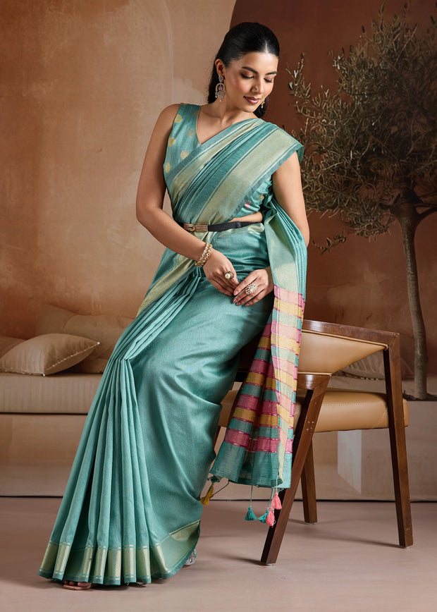 Radiance Blue Woven Banarasi Silk Saree