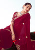 Maroon Embroidered Designer Tissue Saree