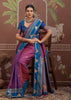 Vivd Purple Woven Tussar Silk Saree