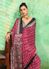 Scarlet Red Printed Satin Silk Saree