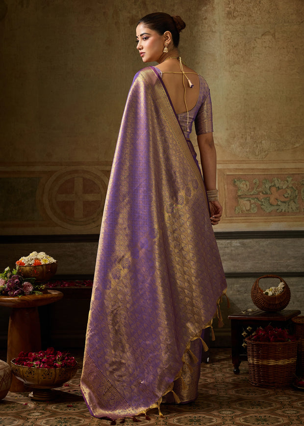 Royal Lilac Woven Kanjivaram Silk Saree