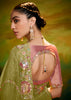 Henna Green Heavy Embroidered Designer Silk Saree With contrast Blouse
