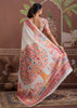 Premium White Woven Cotton Kashmiri Jamewar Saree