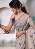 Off White Woven Banarasi Cotton Silk Saree