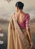 Beige Tissue Embroidered Wedding Wear Saree