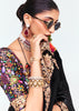 Jet Black Designer Embroidered Tissue Saree