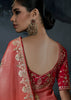 Rose Red Embroidered Designer Saree