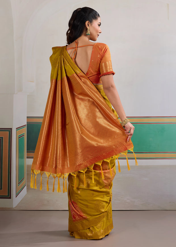 Apple Green Banarasi Silk Saree