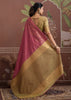 Carmine Pink Woven Tussar Silk Saree