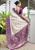 White & Purple Woven Banarasi Patola Silk Saree