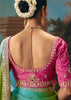 Green Pink Ombre Embroidered Designer Saree