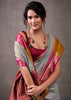 Powder Grey Woven Banarasi Cotton Silk Saree