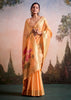 Orange Peach Woven Linen Cotton Silk Saree