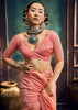 Peach Pink Woven Munga Cotton Silk Saree