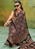 Black Printed Satin Silk Saree