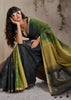 Black And Green Woven Cotton Silk Saree
