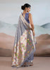 Bluish Grey Woven Banarasi Tissue Silk Saree