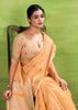Orange Peach Woven Linen Silk Saree