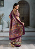 Berry Purple Printed Satin Silk Saree