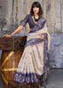 Midnight Blue Printed Cotton Silk Saree
