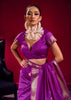 Magic Purple Banarasi Satin Linen Silk Saree