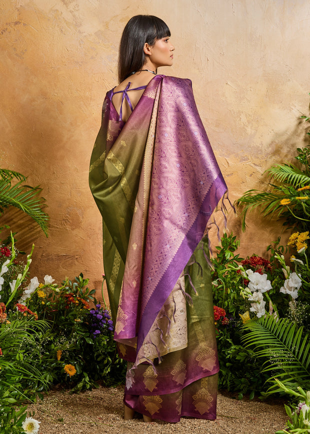 Henna Green Woven Banarasi Silk Saree