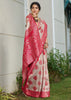 Raspberry Pink Woven Banarasi Silk Saree