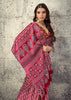 Red Printed Satin Silk Saree