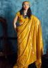 Ochre Yellow Woven Banarasi Satin Silk Saree