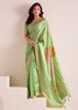 Pista Green Woven Linen Silk Saree