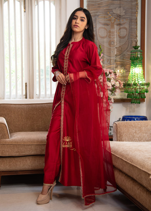 Crimson Lattice Adorn Suit Set (10702022082753)