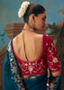 Coral Blue Embroidered Designer Saree