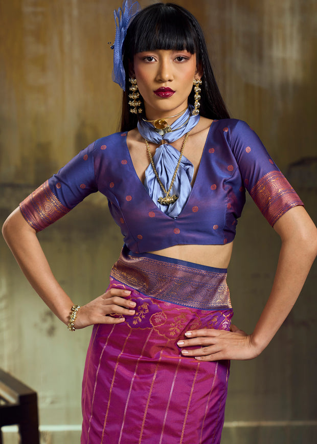 Orchid Purple Woven Banarasi Silk Saree