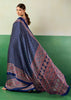 Denim Blue Printed Satin Silk Saree