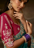 Teal Green Embroidered Designer Organza Saree